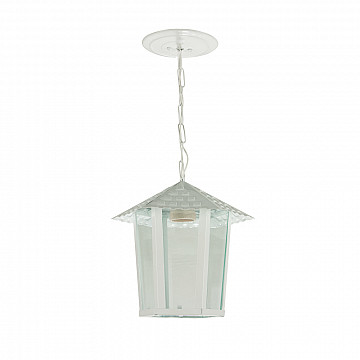 Pendente Colonial Sextavado Vidro Liso - Branco